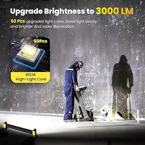 Miniatura 2 de Luz de trabajo Encendido y apagado automáticoLuz de trabajo LED de 3000 lúmenes, 5200 mAh, luz de trabajo debajo del capó con ganchos, luz de