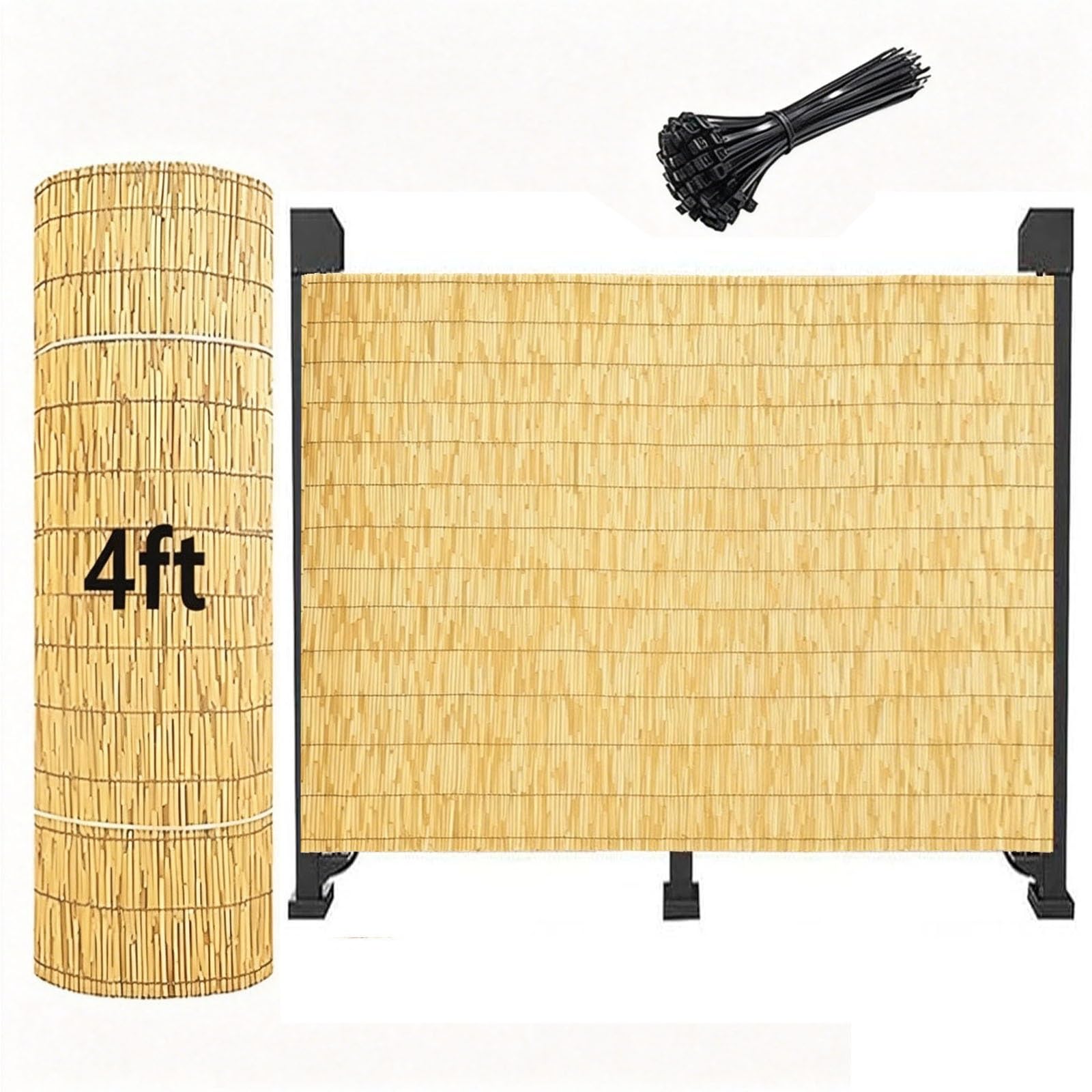 Canisse en Roseau Naturel 120x500 cm Brise Vue Balcon Terrasse Jardin Clôture Naturelle en Osier Brise Soleil Coupe Vent Extérieur Canisse Bois Résistante pour Clôture(Natural,1.8mx5.0m)