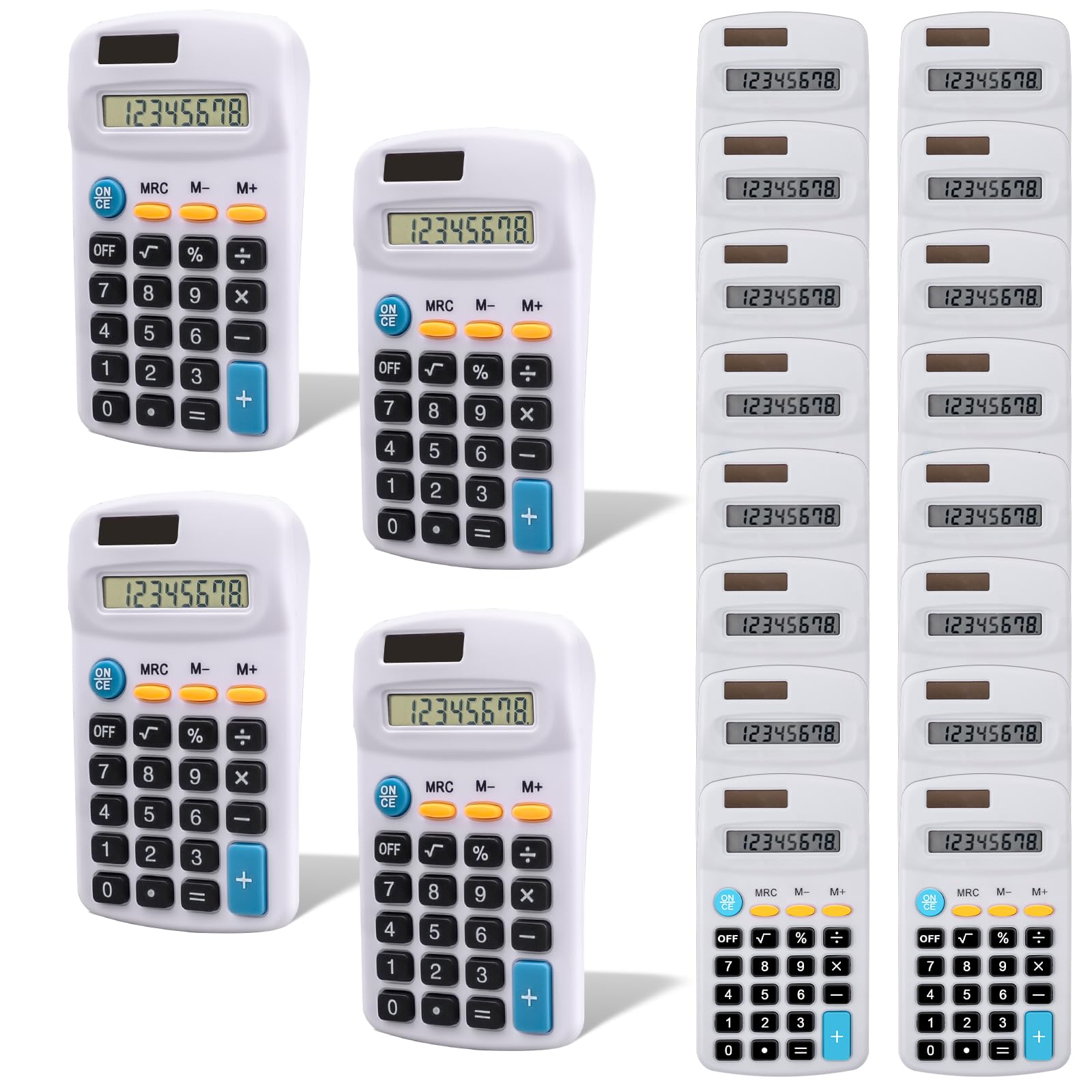20 Pieces Pocket Size Mini Calculators Bulk, Small Basic Calculator Solar and Battery Operated