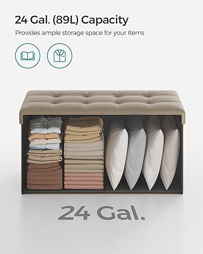 Miniatura 82 de SONGMICS MAZIE Collection - Banco otomano de almacenamiento de 30 pulgadas con tapa abatible, reposapiés de almacenamiento, carga de 660 libras,