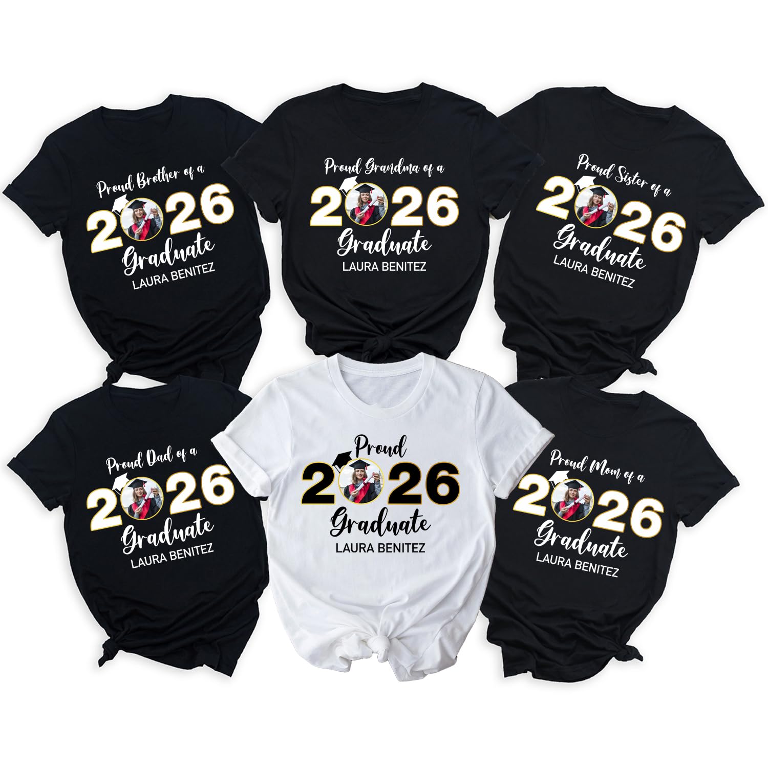 Family Graduation 2026 Matching Shirts, Proud Mom Dad of a 2026 Graduate Shirt, Class of 2026 Family Custom Photo T-Shirt