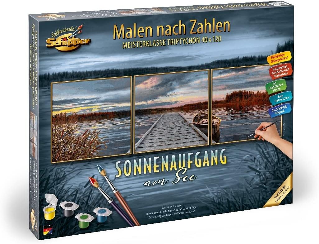 Schipper 609470754 "Sunrise by The Lake Paint by Numbers Triptych