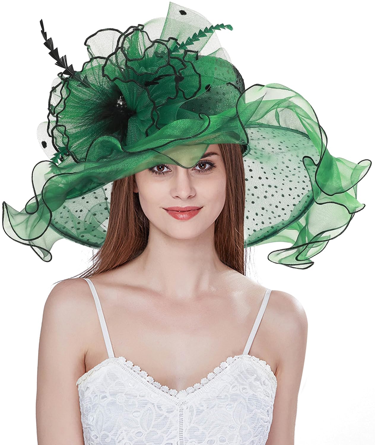 Women Derby Church Hat Organza Flower Wedding Tea Party 