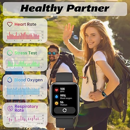 Miniatura 5 de Reloj inteligente para hombres y mujeres con llamada Bluetooth, reloj inteligente integrado con Alexa, reloj de fitness de 1.8 pulgadas con más de