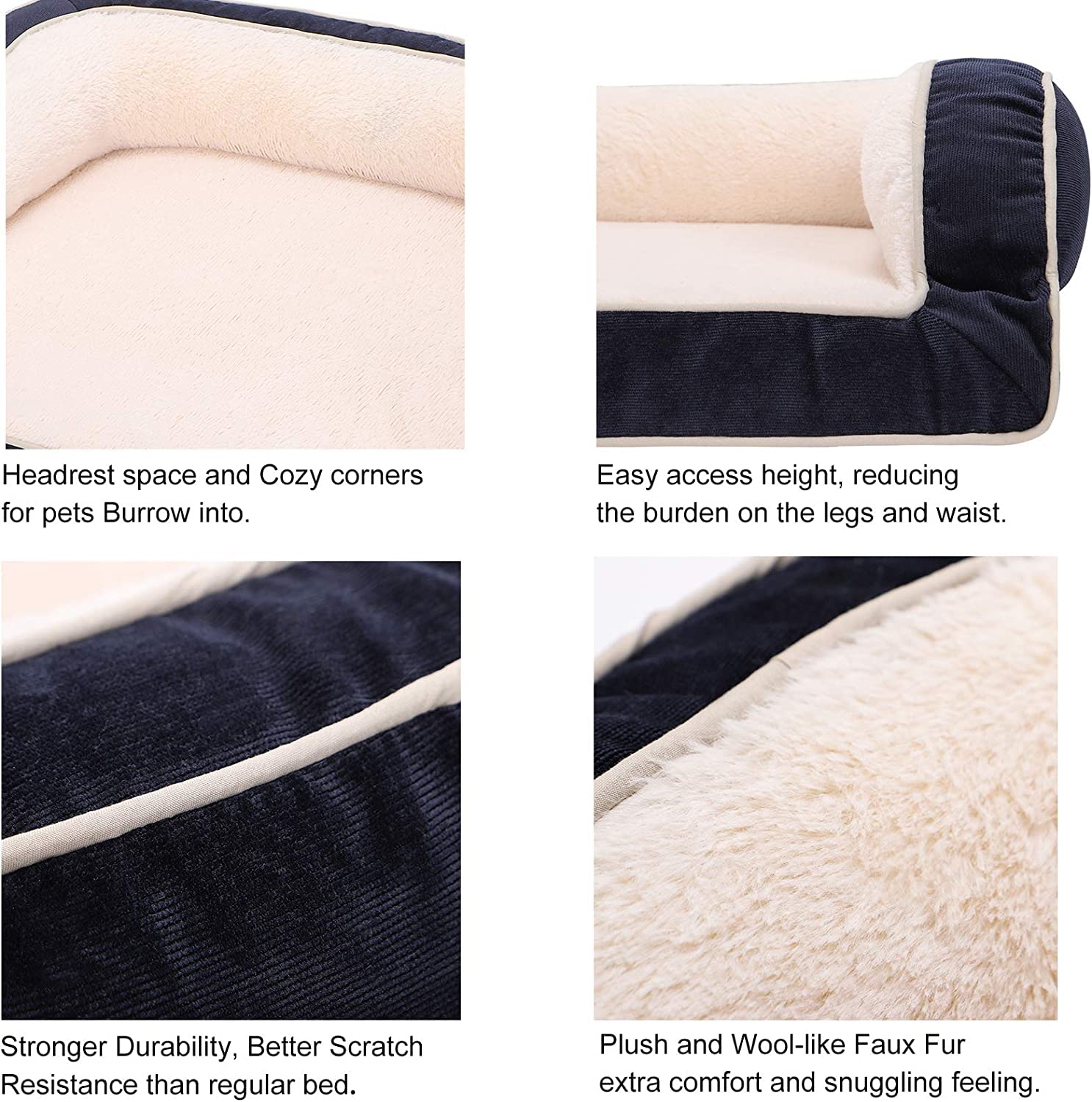 Cuccia Per Cani Piccola - Schiuma Ortopedica - Impermeabile - Fodera Lino Rimovibile - Blu - Foto 8