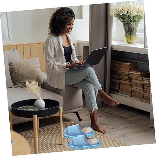 Miniatura 8 de Holibanna Pantuflas de microfibra para limpieza de suelos, lavables, para limpiar el polvo, zapatos de trapeador desmontables para limpieza de suelos