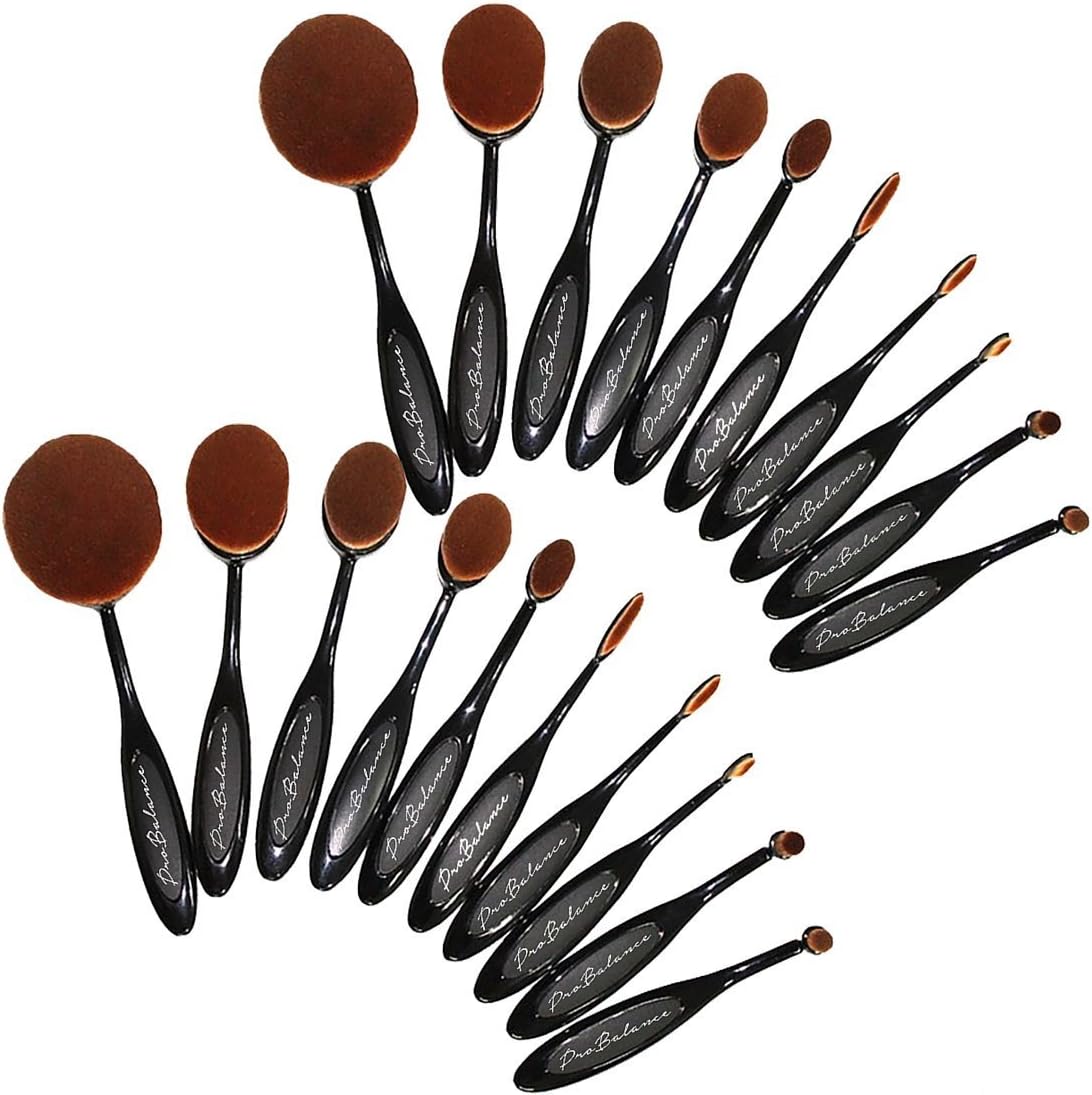 110OVBRSH10 New 2016 Pro Balance Soft Hair Oval Makeup Brush Sets Smooth Cosmetics Wow Toothbrush Brushes Foundation Eyeshadow Eyeliner Lip Contour Kit, 20 Piece