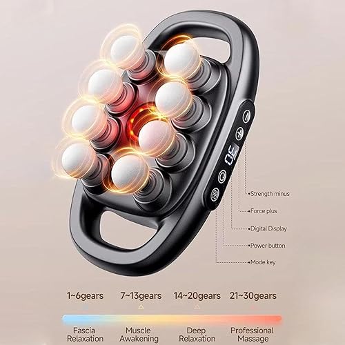 Miniatura 4 de Juego de pistolas de masaje de 16 cabezas con 30 niveles y 3 modos, pistola de masaje de tejido profundo masajeador de cuello con 16 cabezas, para