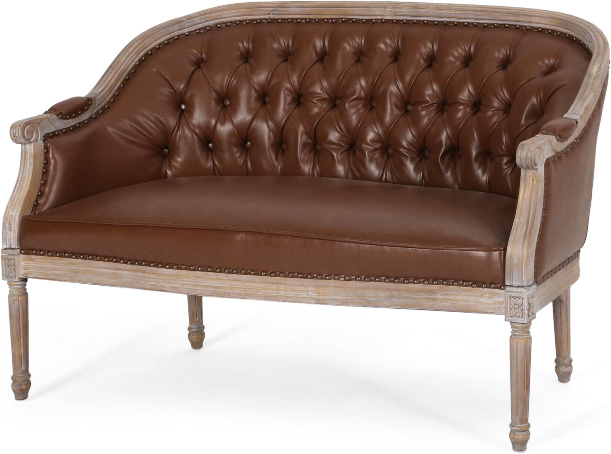 Christopher Knight Home Faye Tufted Upholstered Loveseat - Cognac Brown/Antique