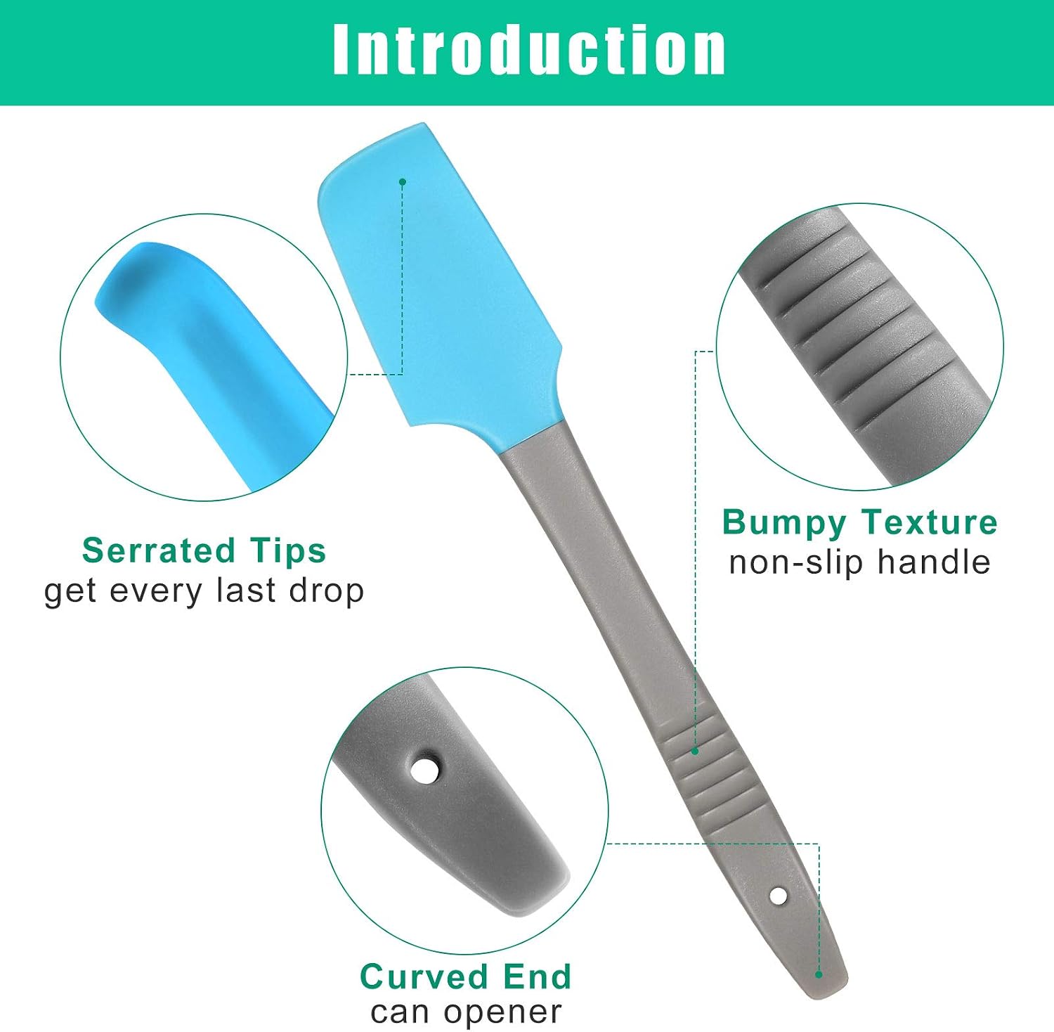 Mini Silicone Spatula Non-Stick Small Rubber Jar Spatula Tiny Cooking Scraper Pet Food Can Scoop for Baking Frosting Mixing (Green, Dark Blue, Pink, Red, 4)
