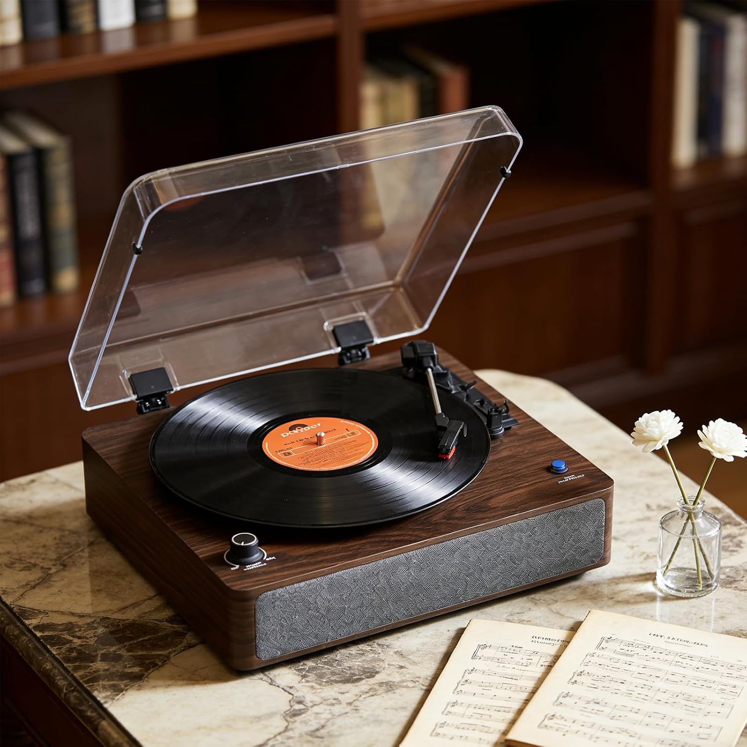 Turntables Belt-Drive Record Player with Turntable Built-in Speakers for Vinyl Records,Vintage Record Player Support 33&45 RPM with Advanced Magnetic Cartridge for Christmas or Birthday Gift