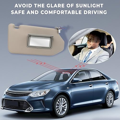 Miniatura 6 de SCITOO Conjunto de visera solar gris para el lado del pasajero derecho para Nissan Pathfinder 2014 2015 2016 2017 2018 para Nissan Pathfinder 2014