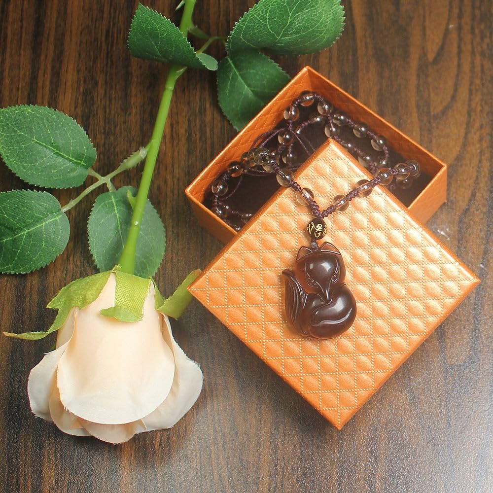 Obsidian crystal Amulet pendant necklace with bead chain for wen or women - Image 5