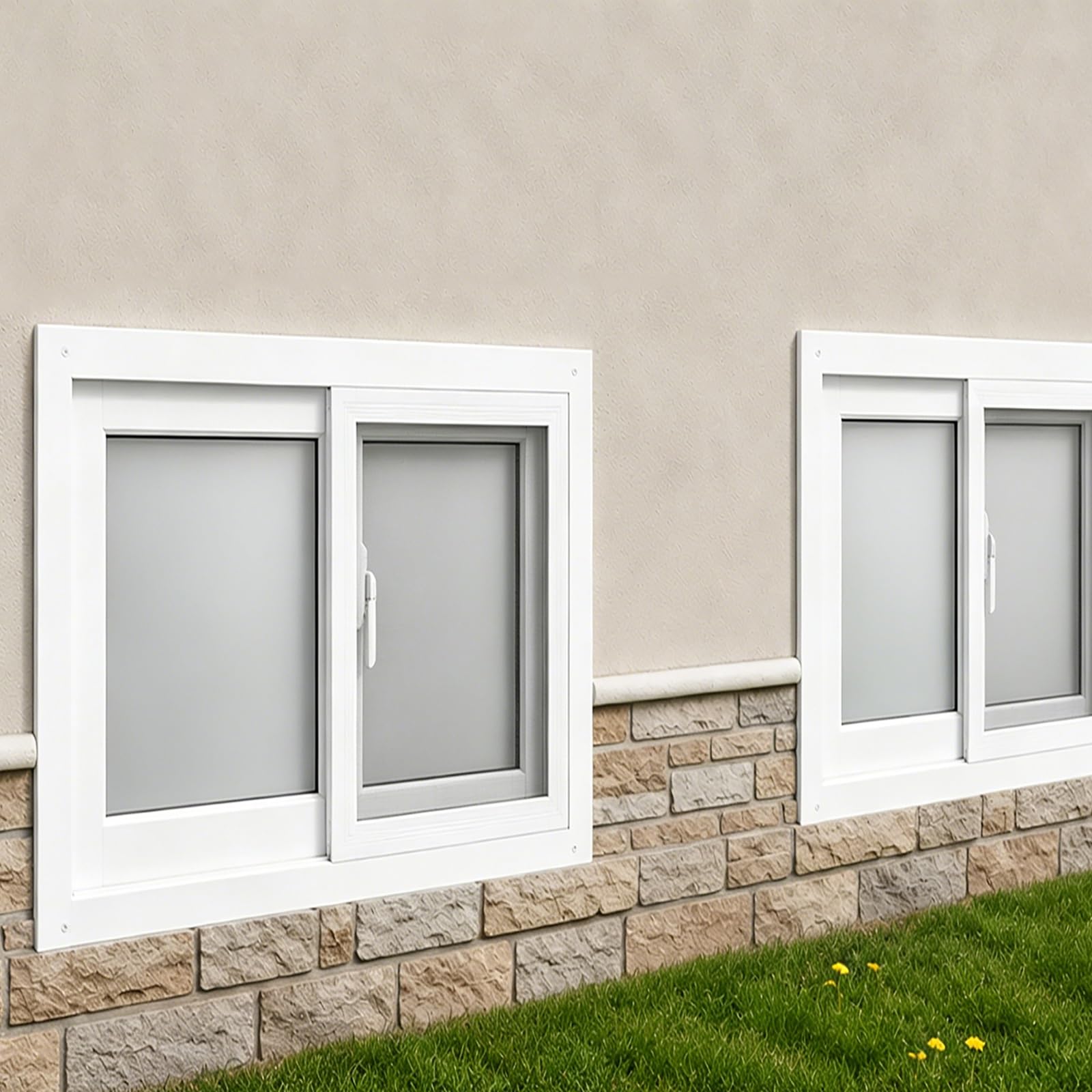 Sliding Basement Window with Double-Layer Tempered Frosted Glass, Heavy-Duty Insulated PVC-steelFrame for Shed, Garage, Chicken Coop & Bathroom(34"*29")