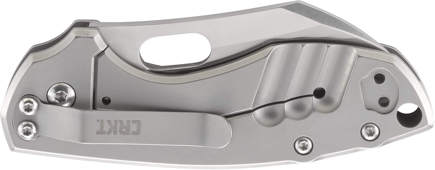 CRKT Pilar EDC Folding Pocket Knife: Compact Everyday Carry, Satin Blade with Finger Choil, Thumb Slot Open, Frame Lock Stainless Handle, Reversible Pocket Clip 5311