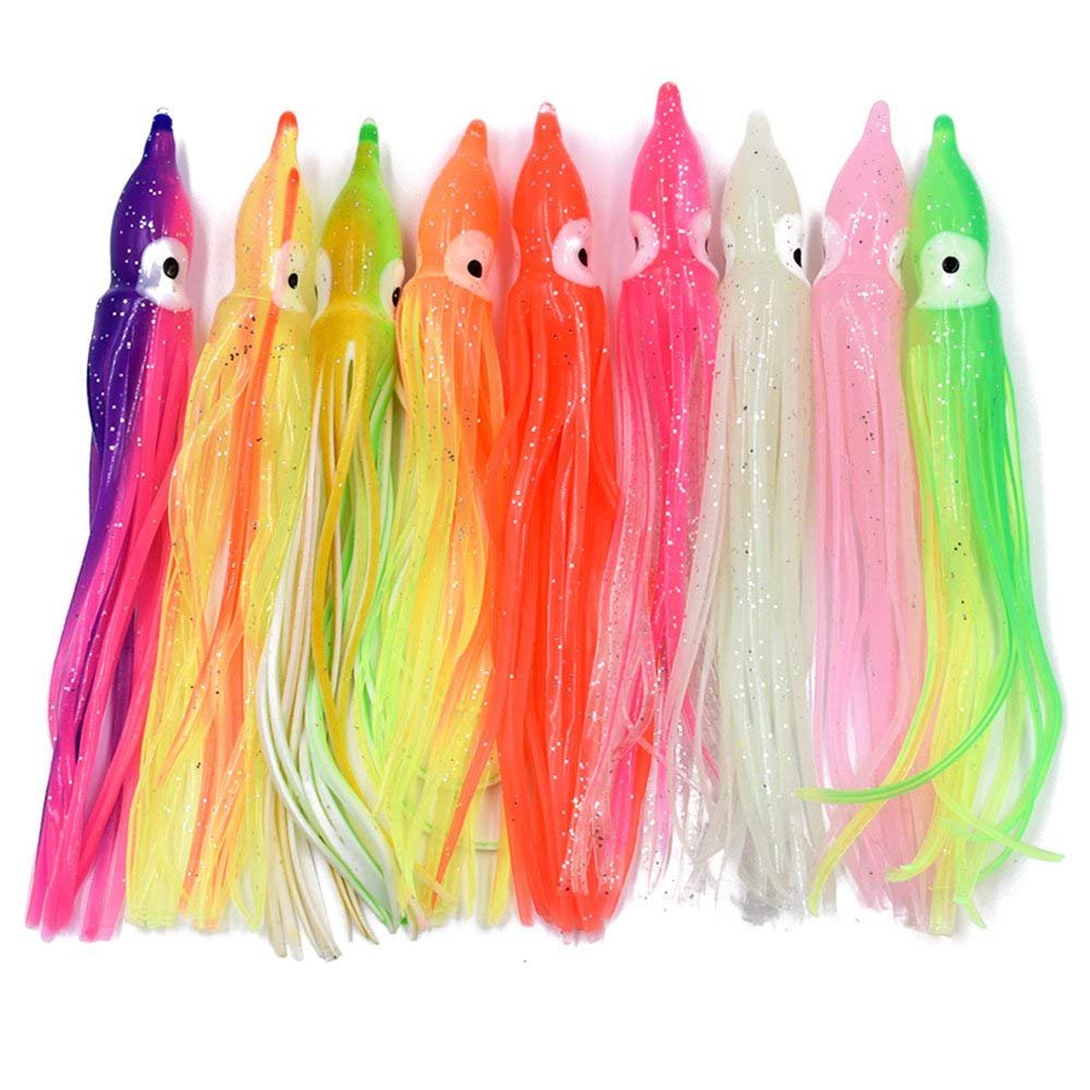 45 Pezzi Di Esche Morbide Da Pesca In Acqua Salata – Gonna Di Calamaro/polpo 6cm – Multicolore