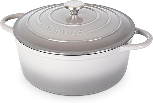 Vista 216 de Nuovva - Olla holandesa de hierro fundido con tapa – Cacerola esmaltada apta para horno hasta 500° F antiadherente – Utensilios de cocina Rojo