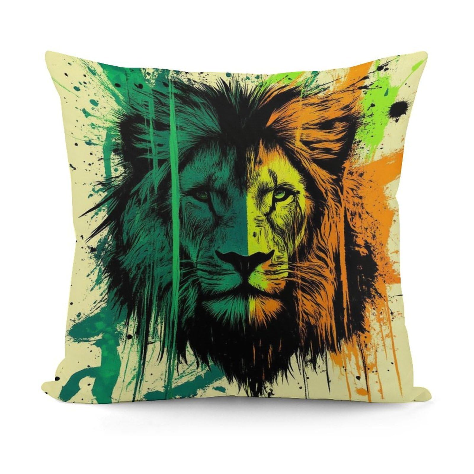 Pattern Decorative Throw Pillow Covers for Sofa Bedroom Living Room Pillow Shell Judah Rasta Rastafari Jamaica Reggae Splash Lion Art