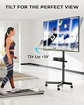 BONTEC Support mobile pour TV avec fonction d'inclinaison, chariot TV roulant pour LED, LCD, OLED de 23 à 60", support jusqu'à 88lbs, VESA max 400x400mm, étagère média ajustable, support TV pour salon, chambre, bureau