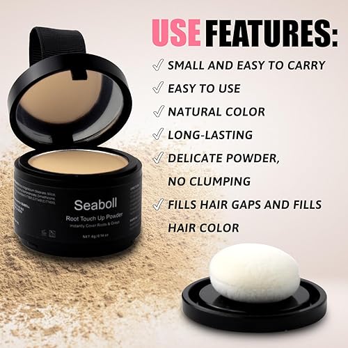Miniatura 10 de Polvo de retoque de raíz, 0.42 onzas, oculta instantáneamente la pérdida de cabello para adelgazamiento de la línea de la línea capilar para mujeres
