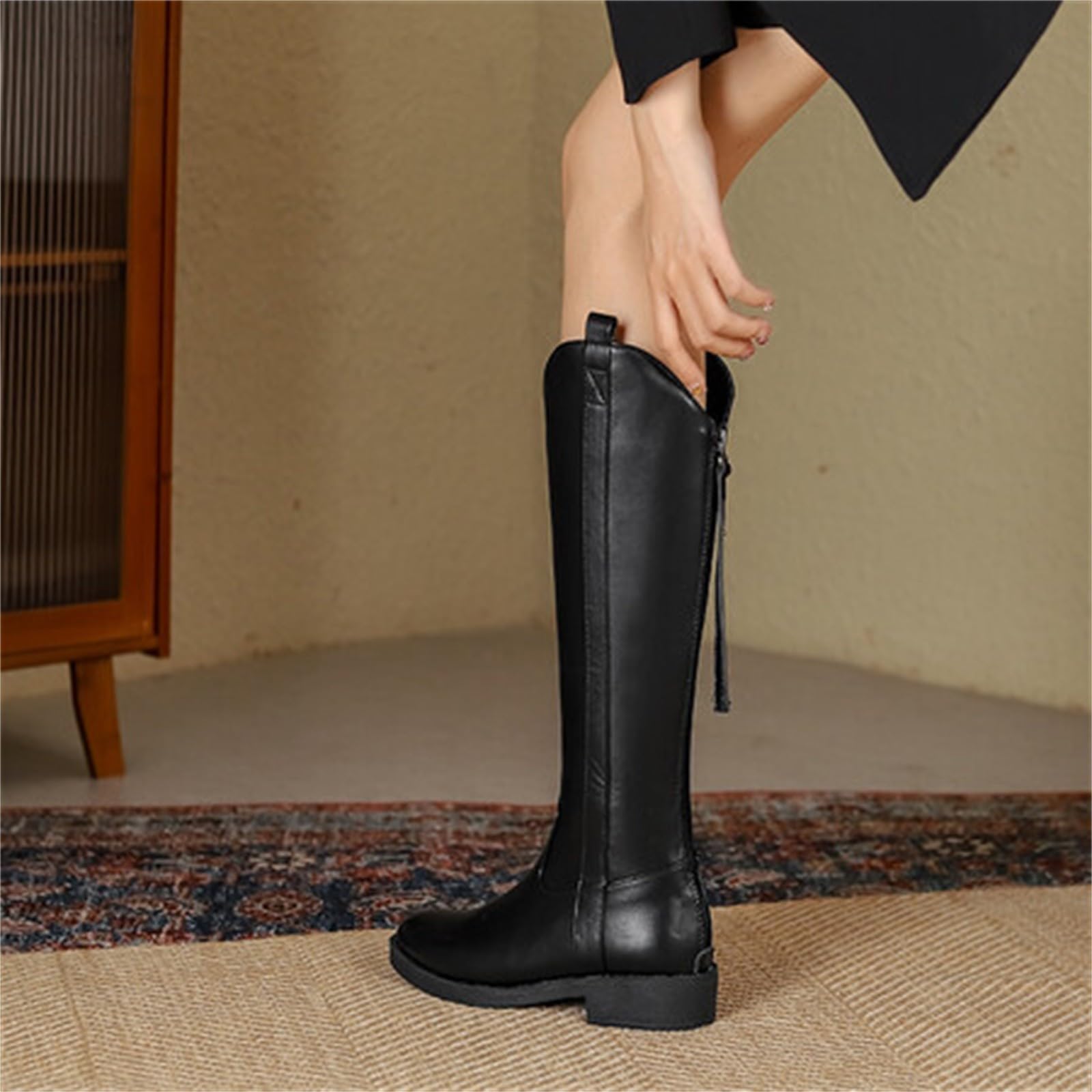 Winter Stiefel Damen Gefüttert Hoch Rund Zip Regen Gefütterte Rund Boots