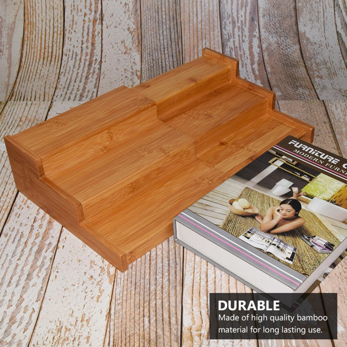 FRCOLOR Wooden Expandable Kitchen Spice Rack Organizer, Retractable Countertop Seasoning Jar Shelf for Pantry and Kitchen Storage, Multi-function Condiment Cabinet Holder (32-58×19.6×11