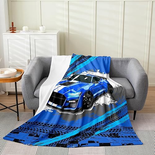 Miniatura 9 de Erosebridal Manta de forro polar de coche de carreras tamaño individual de 60 x 80 pulgadas, color rojo, para niños y jóvenes, manta de franela de