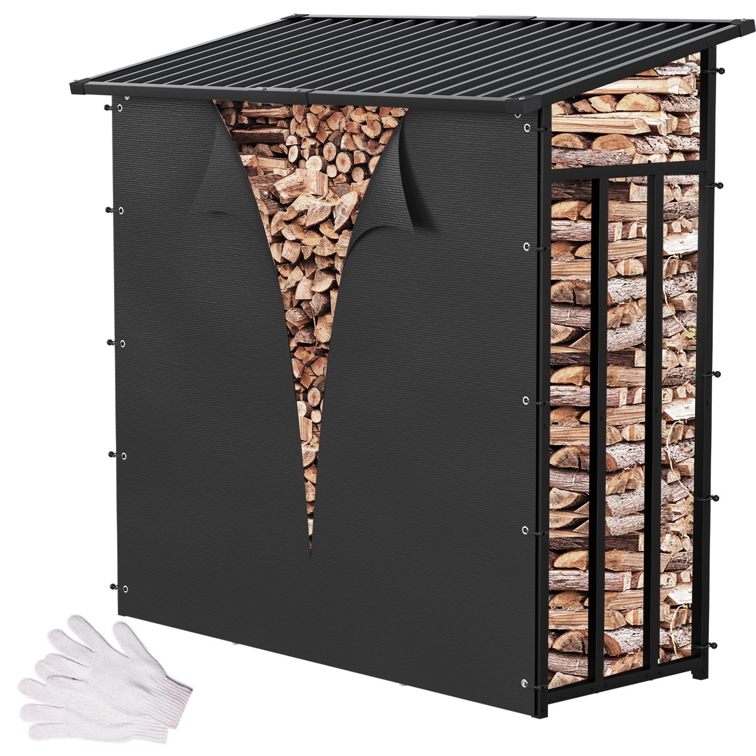 Kaminholzregal Aussen Metall, 185 x 70 x 185 cm, 2,3 m³ | Anthrazit Metall Stapelhilfe mit 2,3 m³ – zum Stapeln von Brennholz im Garten oder auf der Terrasse