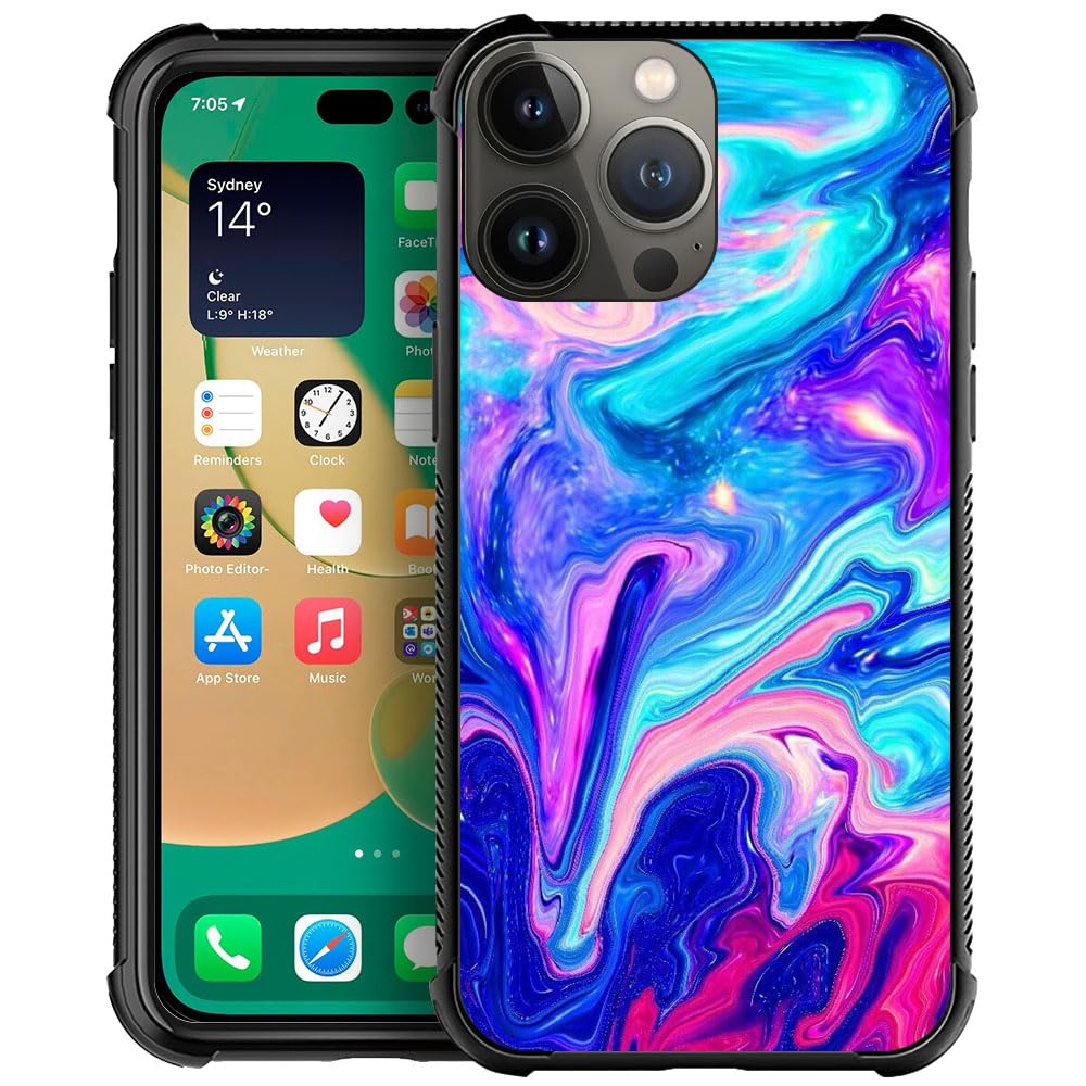 CARLOCA Compatible with iPhone 15 Pro Max Case,Blue and Red Marble Pattern for iPhone 15 Pro Max Cases,Ultra Protection Shockproof Soft Silicone TPU