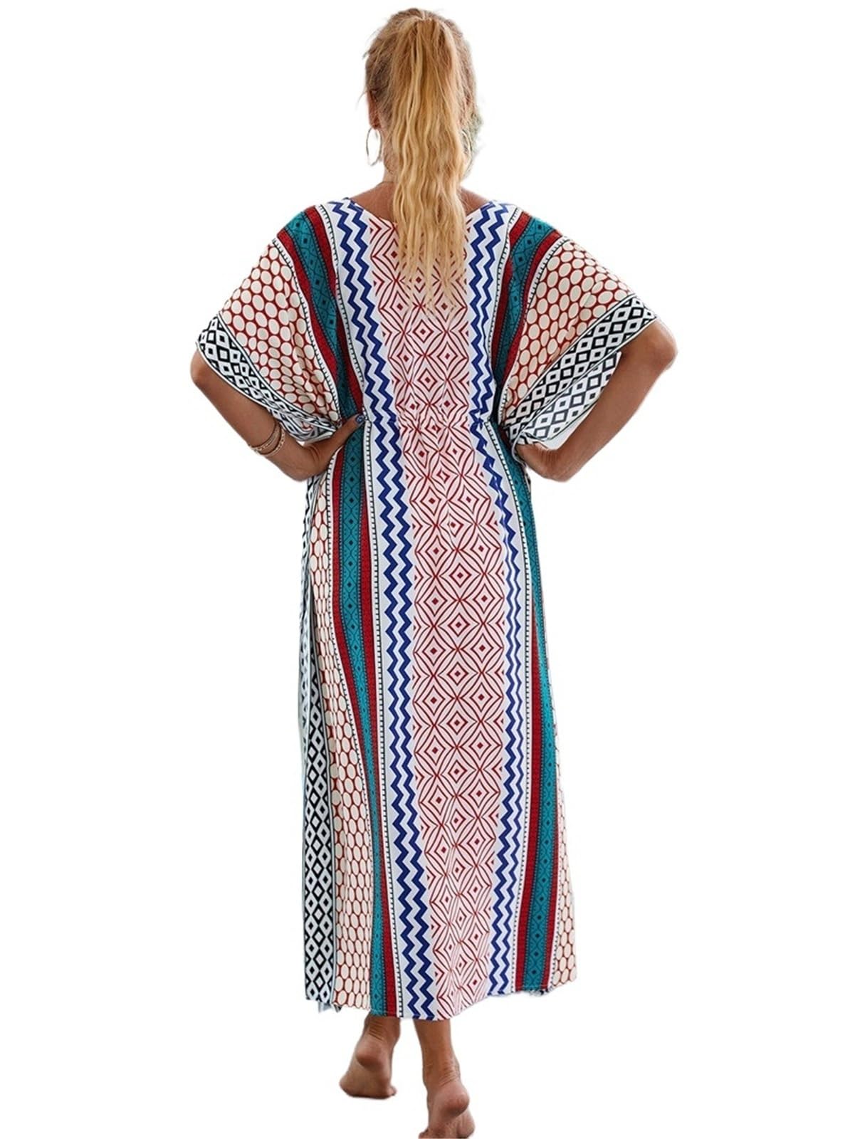 Prendas para Cubrir Y Ponerse De Baño para Mujer Caftanes de Talla Grande for Mujer, Vestidos Largos caftán, Traje baño con cordón en la Cintura