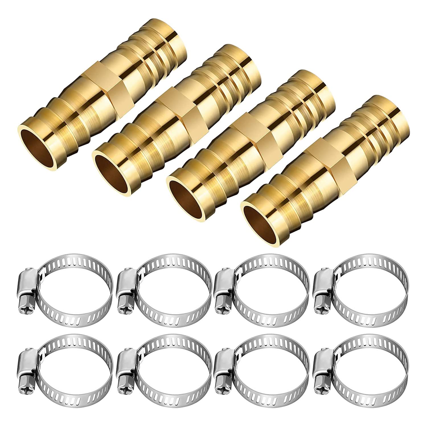 ximie 12 Pieces Hose Repair Connectors with Claps Brass Garden Hose Repair Kit Fitting Water Hose Repair Kit Solid Female Hose