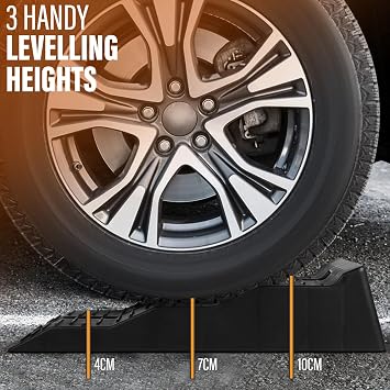 Xtremeauto CHOCKLOCK Caravan Levelling Ramps - 2 Pack Heavy Duty Motorhome Ramps with Chocks & Bag, UV-Resistant Non-Skid Campervan Blocks (5 Tonne Load) - Black