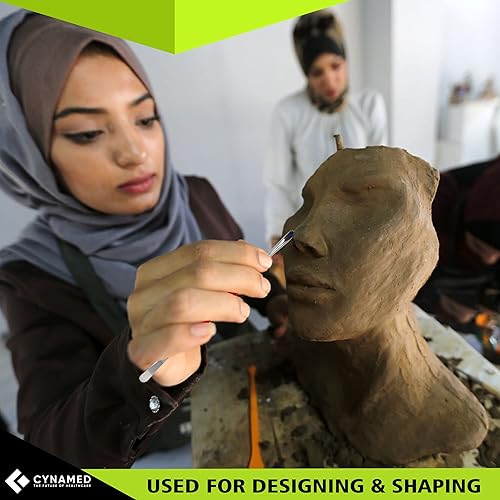 Vista 15 de Cynamed, juego de herramientas para esculpir arcilla y cera, espátula de acero inoxidable, 10