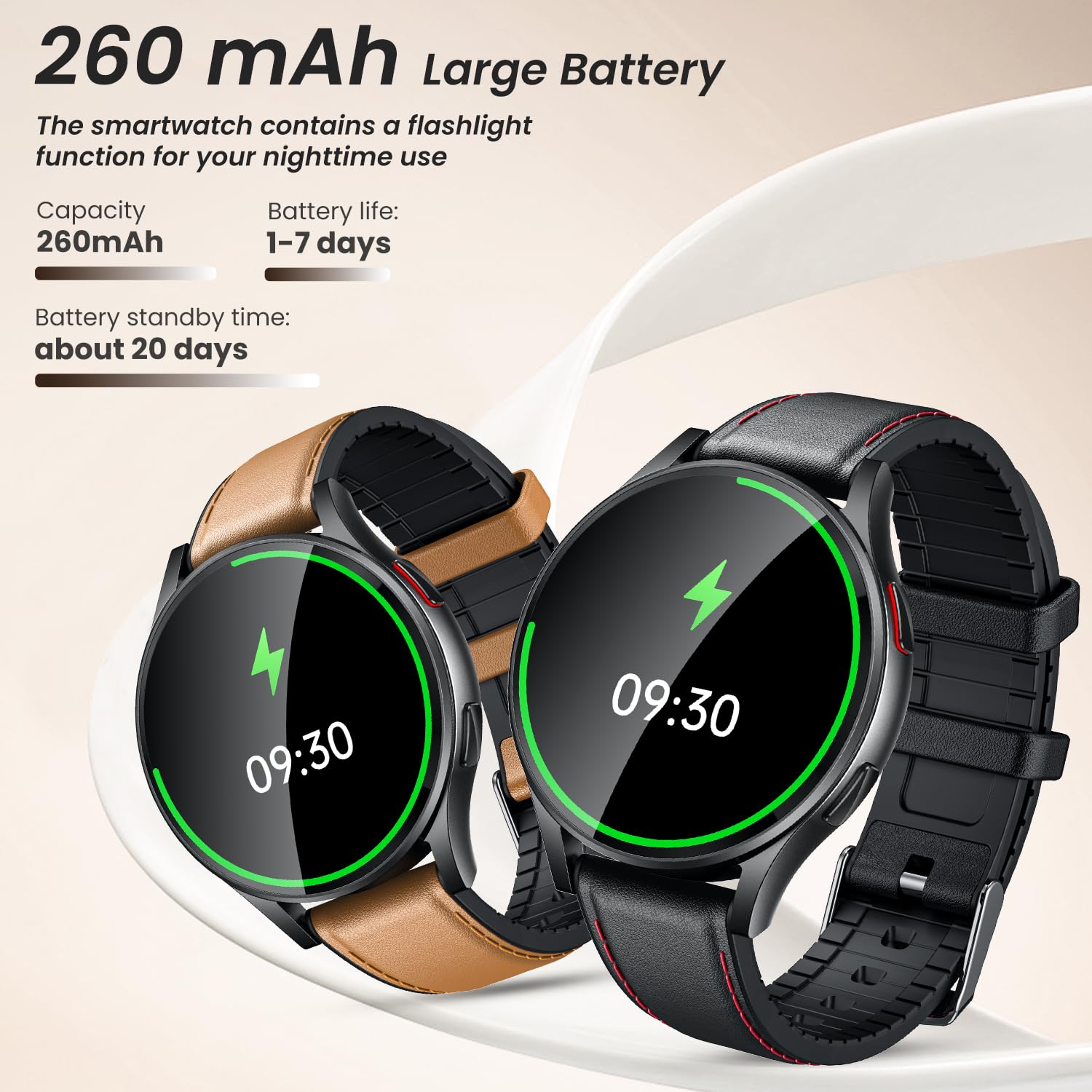 Orologio Smartwatch Uomo Cardiofrequenzimetro ECG: Orologi Intelligente 1.43“ AMOLED con HRV Pressione Sanguigna Sonno SpO2 Acido Urico Monitoraggio Sport Smart Watch Compatibile iOS e Android （Pelle）