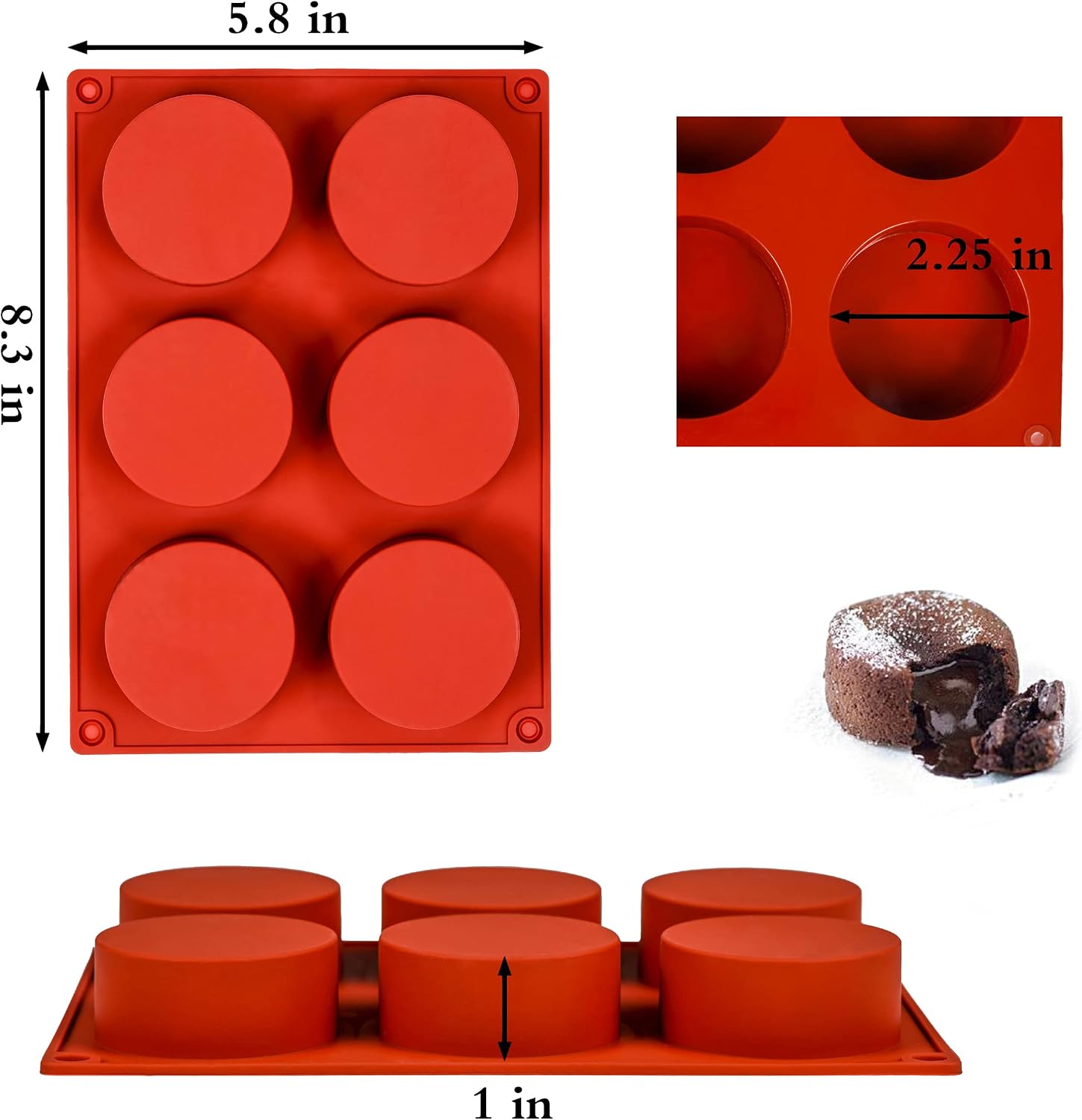 Silicone Cookie Molds, Round Cylinder Candy Chocolate Molds, Perfect Molds for Chocolate Covered Oreos, Cupcake, Candy, Pudding, Mini Soap Making (2, Brown)