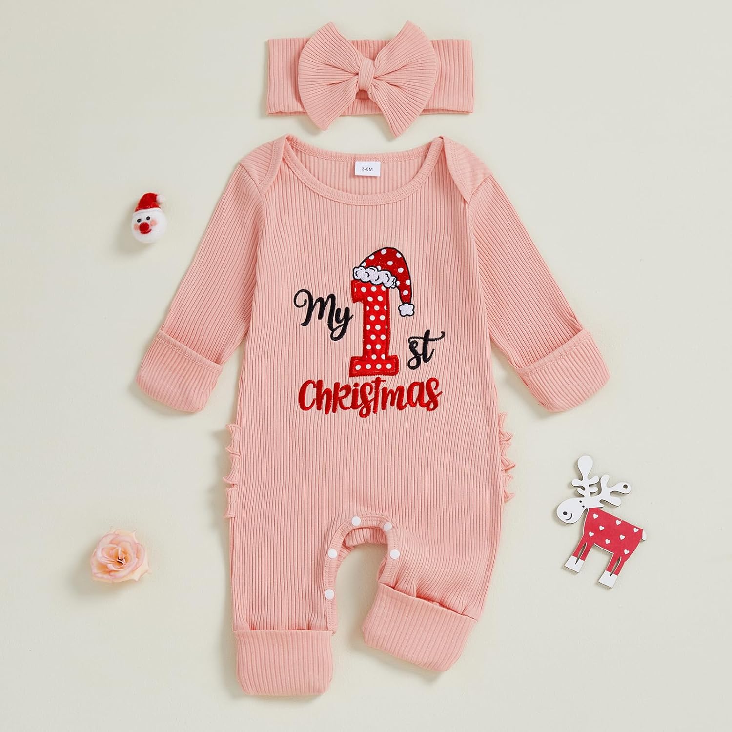 FYBITBO My First St Patricks Day Baby Girl Outfit Shamrock Onesie Romper Long Sleeve Waffle Jumpsuit Newborn Clothes Outfits - Image 5