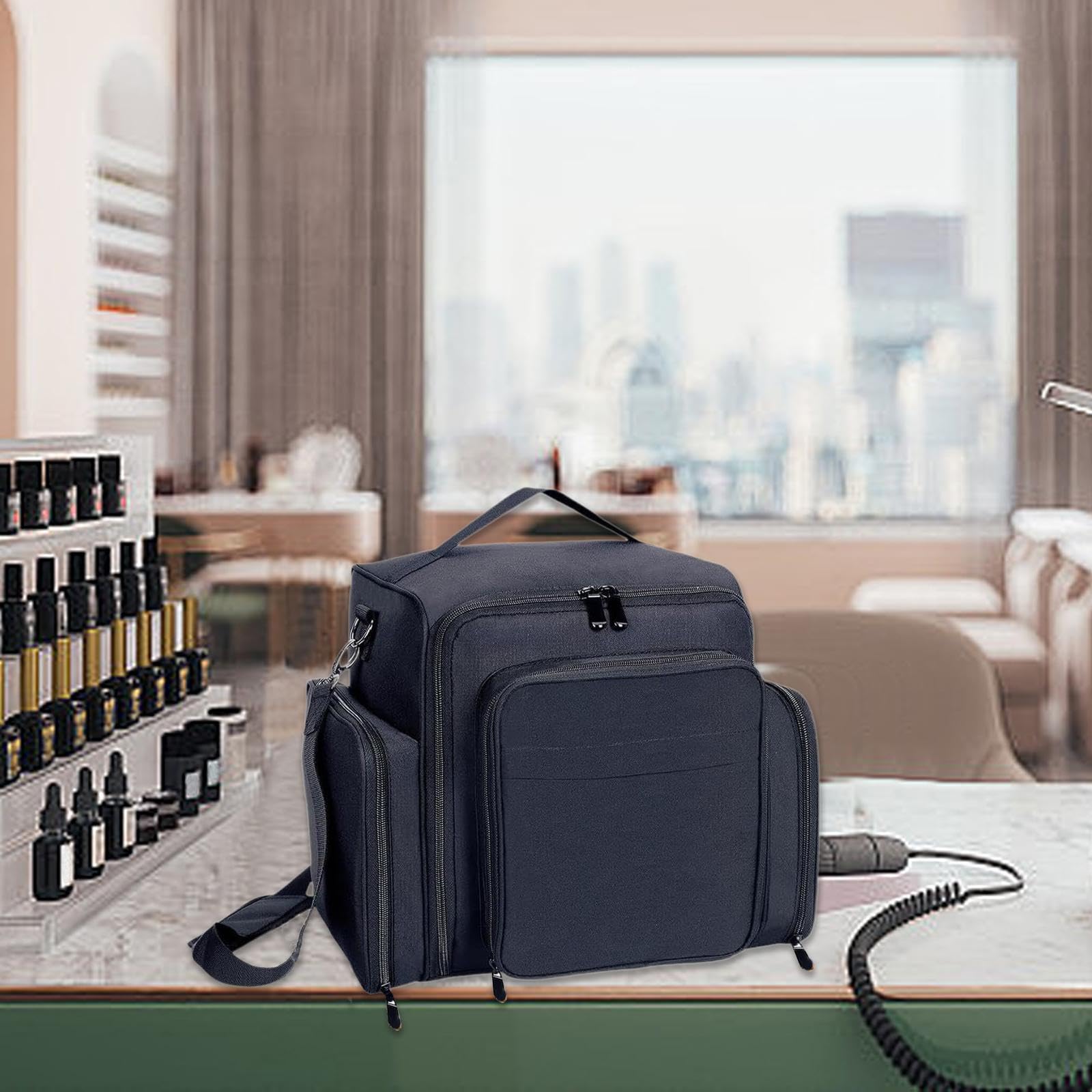 Estuche organizador para esmaltes de uñas con capacidad para 60 frascos Estuche de maquillaje portátil de viaje con bolsa desmontable y asa