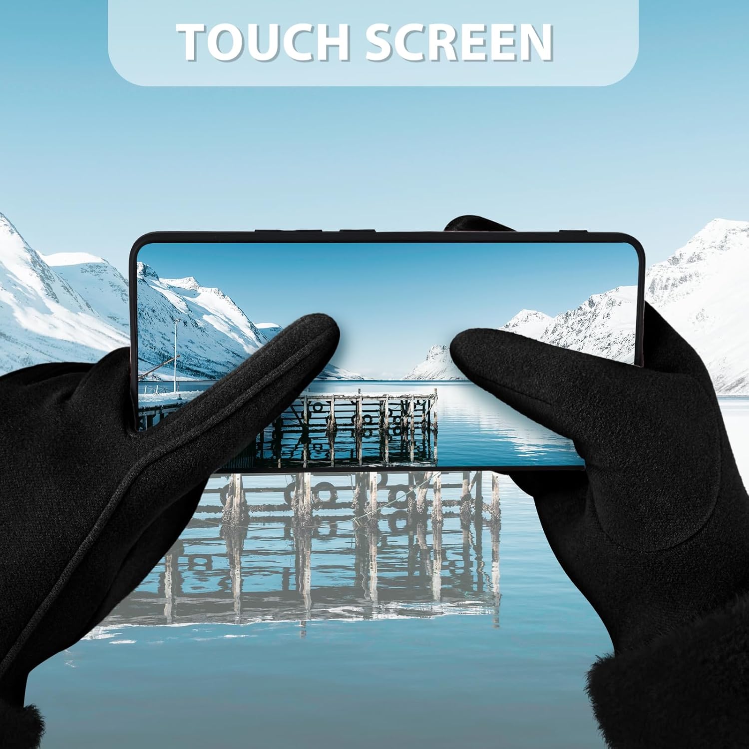 Gloves for Women Girl, Winter Touch Screen, Comfortable and Warm Double-Sided Velvet Lining Thickened Warm Glove - Image 4