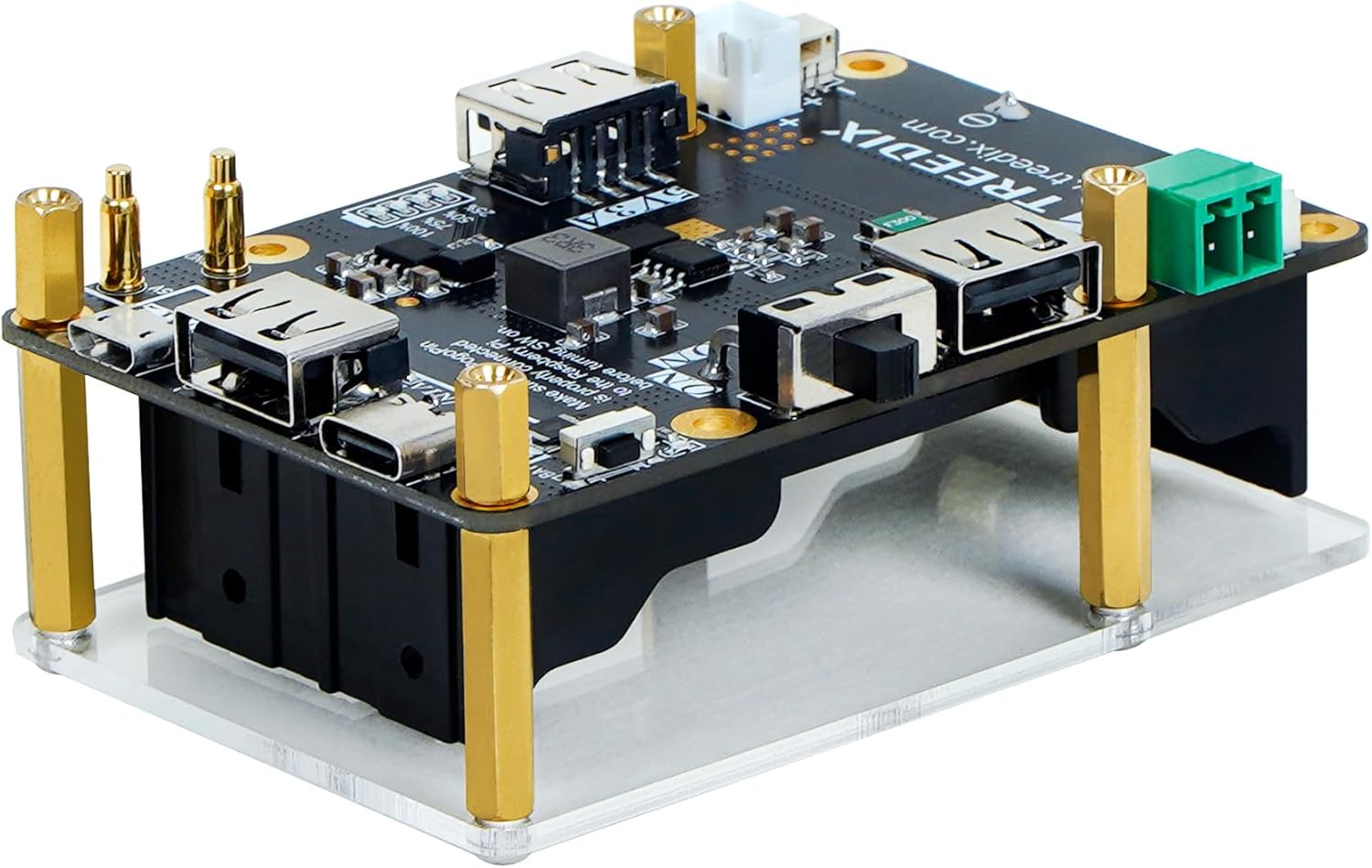 Treedix 5V Uninterruptible Power Supply for Raspberry Pi，Simultaneous Charge & Output, Provides Power Supply via Pogo Pins, High-Power Boost Circuit Compatible with Raspberry Pi zero/2B/3B/3B+/4B