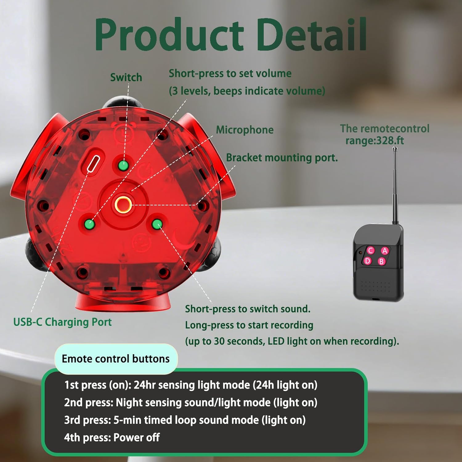 Solar Outdoor Motion Sensor Alarm - 360° Detection & 3x120dB Speakers, 3 Sensors, Universal Mount & Ground Stake, IP65 Waterproof Security Alarm for Yard, Farm, Warehouse (1pack)