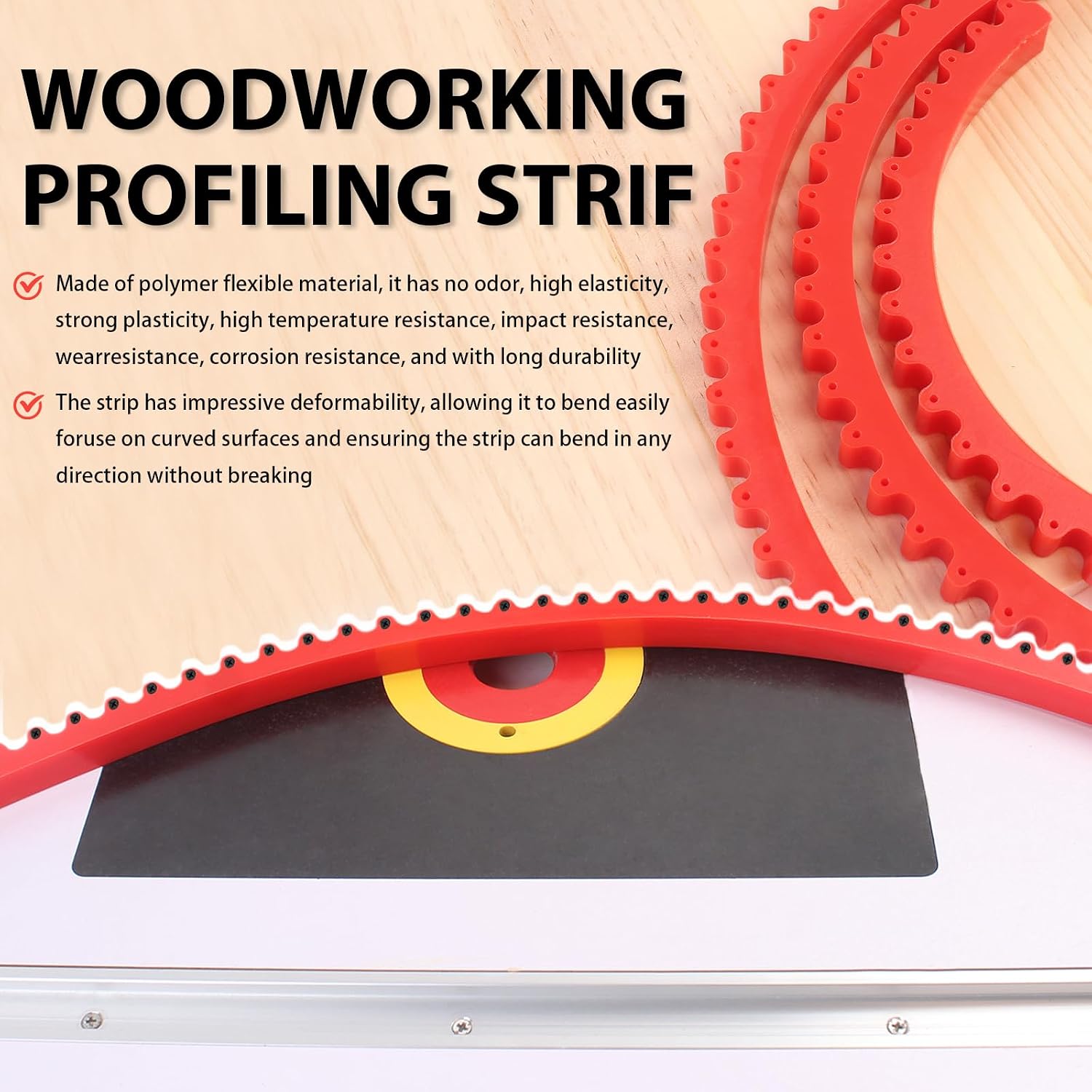 78 inch Flexible Curve Template, Woodworking Profiling Strip, Professional Contour Flexible Curve Tool Ideal for Wood Curve Pattern Making Tools, Router Template (Red)