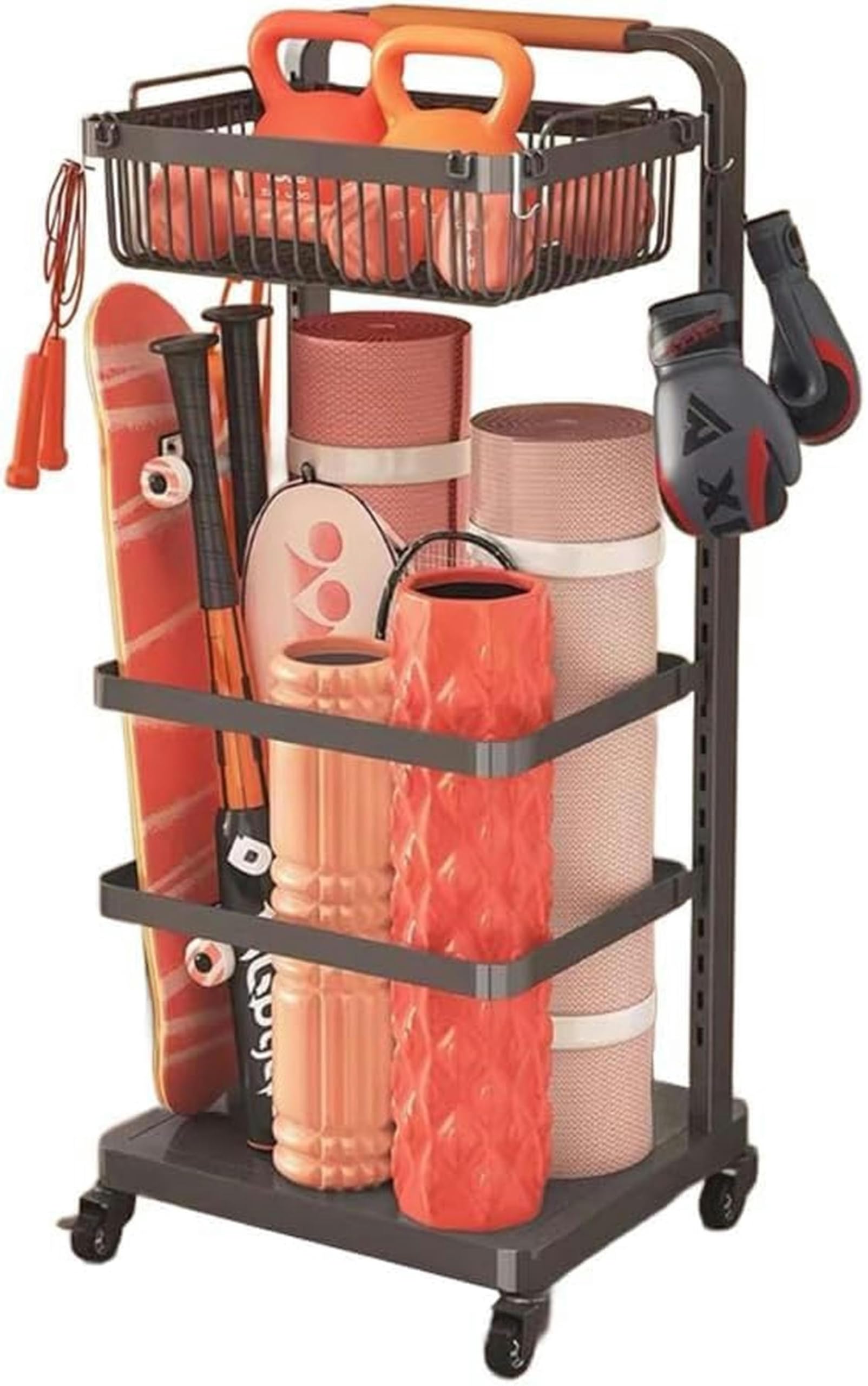 Organisateur de salle de sport domestique et support amovible pour tapis de yoga
