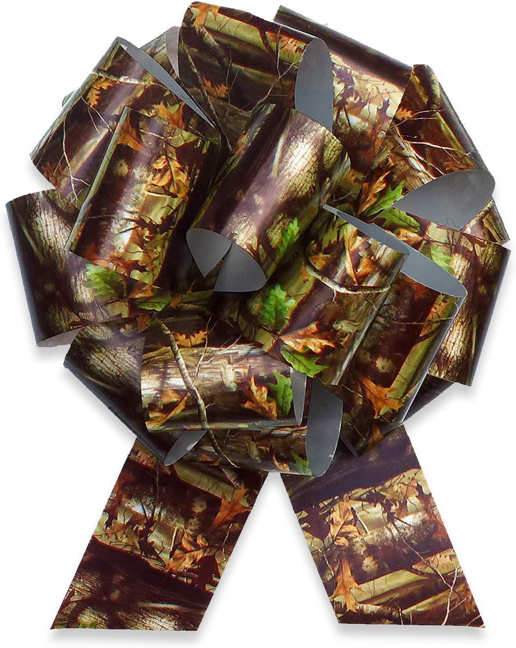 Havercamp Next Camo Poly Ribbon Pull Bow | 1 Count | Great for Hunter Themed Party, Camouflage Motif, Birthday Event, Graduation Party, Father's Day Celebration