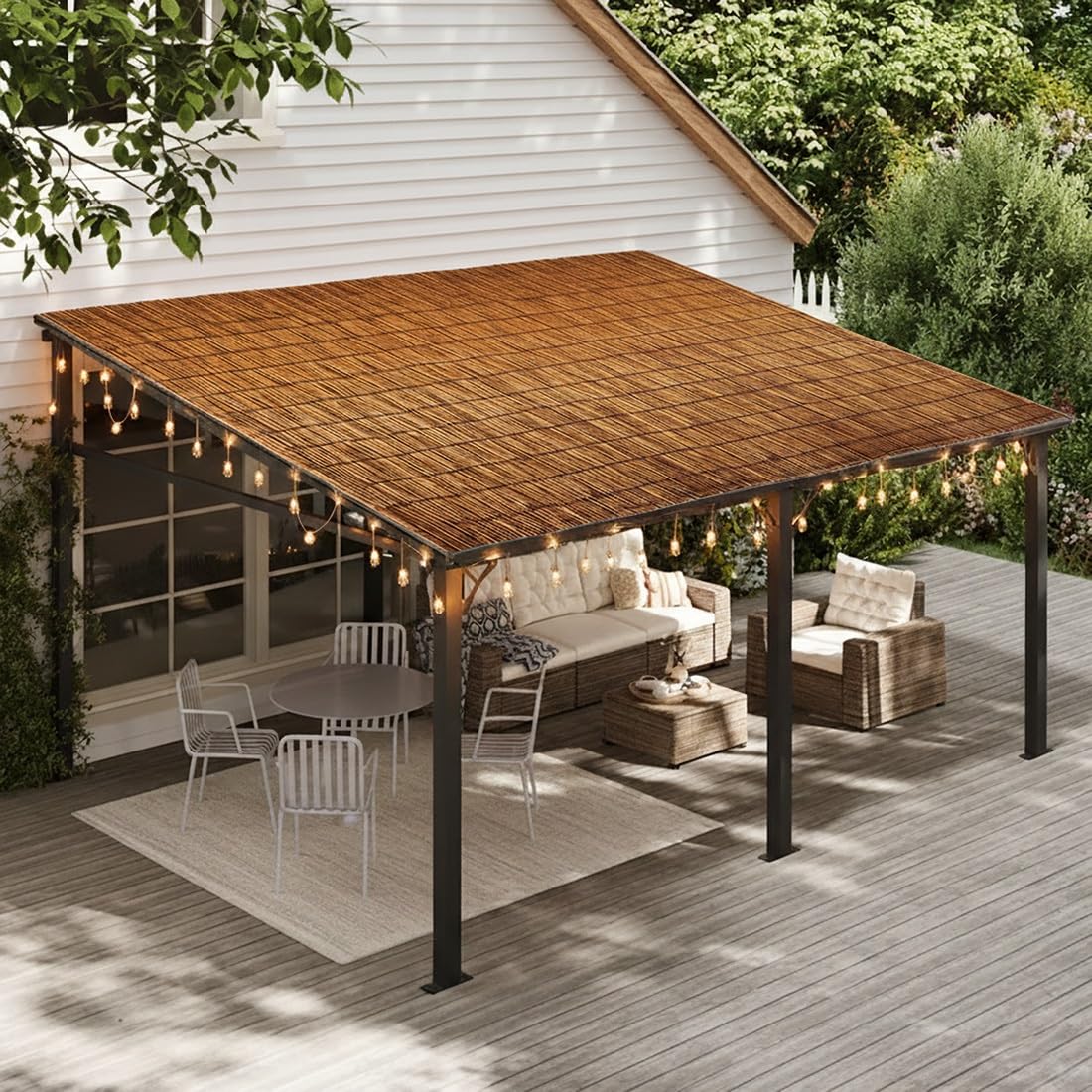 Rollo de Valla Cañizo, Natural Valla de Bambú for Jardín Exterior Piscinas Techos y Patios, Pantalla de Valla Caña Resistente a La Intemperie Y La Privacidad(Marrón,H150cmxL1000cm)