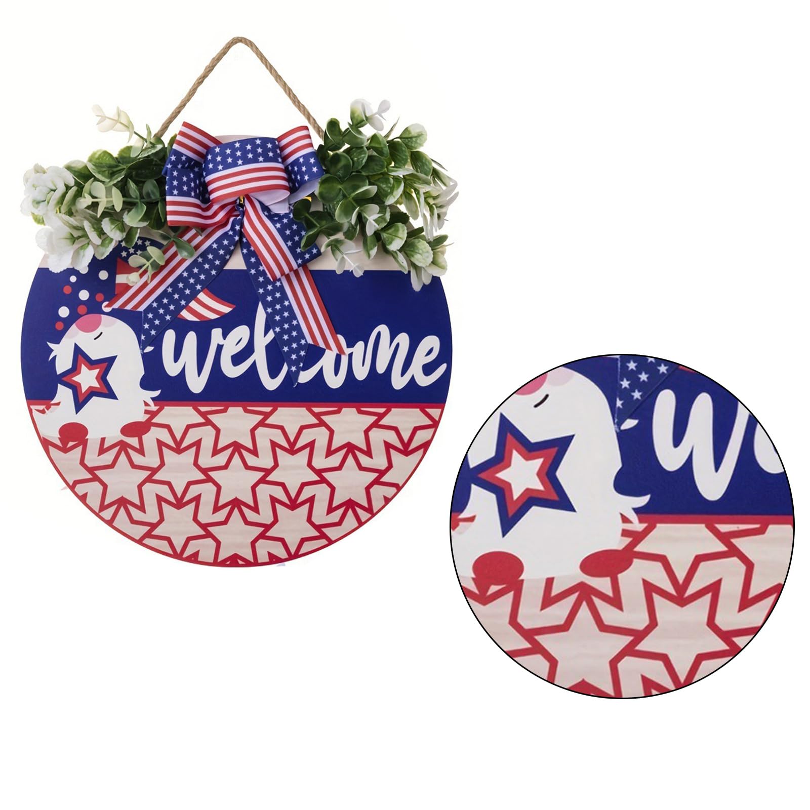 Independence Day Welcome Sign Home Decorations Front Door Farmhouses Door Entry Bowknot Entry Decorations Welcome Sign