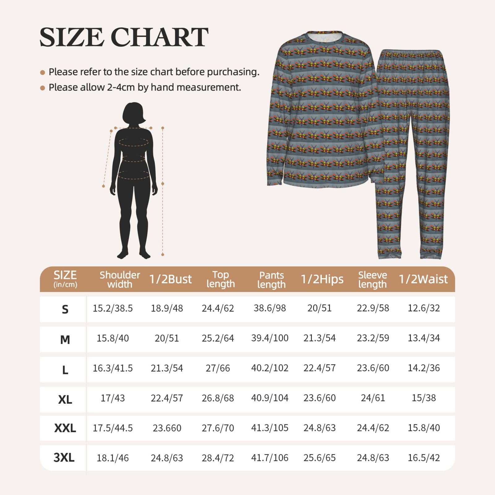 Simpatica stampa libellula donna manica lunga pigiama abbinato quotidiano comodo loungewear abiti da notte