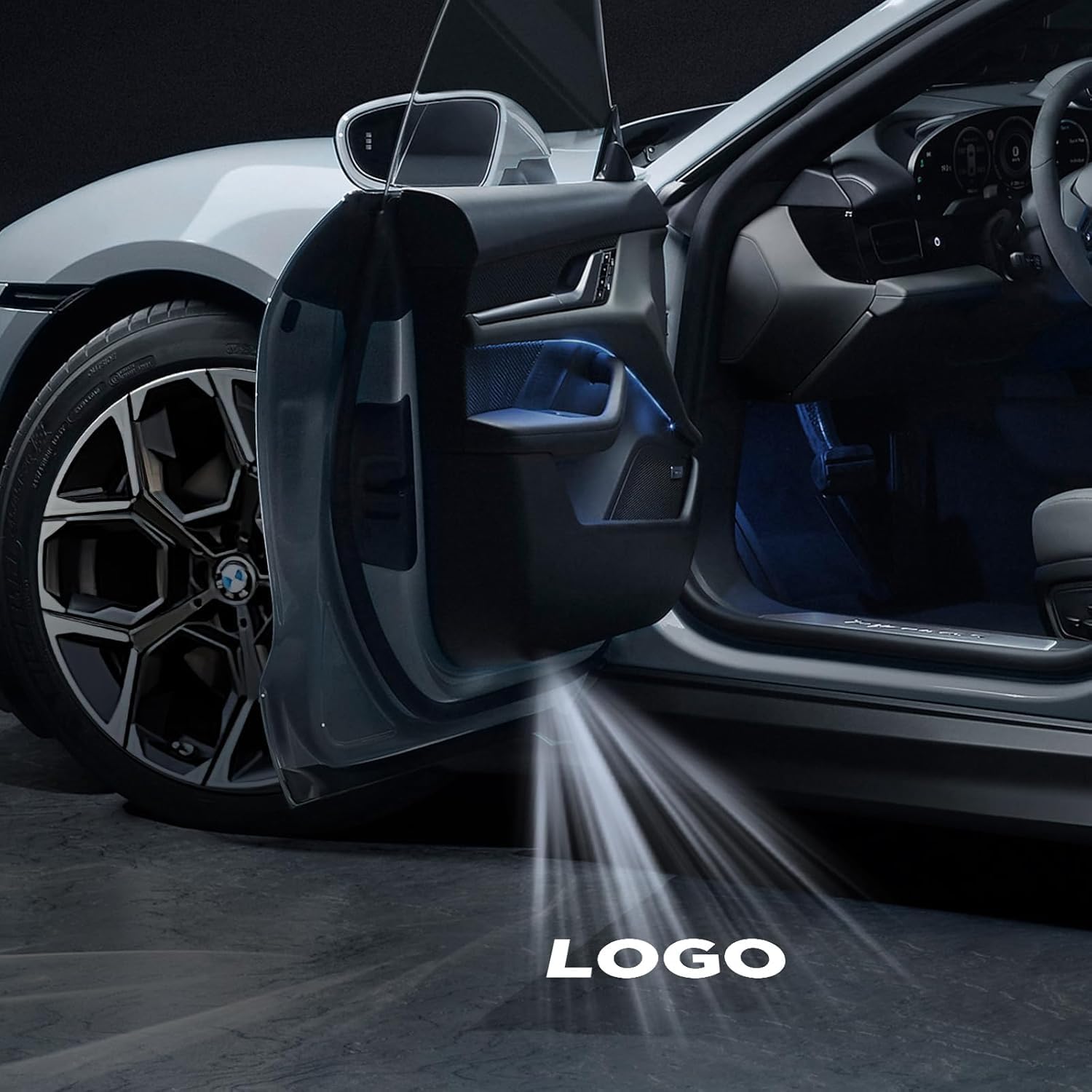 2 Stück LED Einstiegsbeleuchtung Türlicht kompatibel mit Mercedes, Nicht Verblassend Willkommenslicht Laser Logo Projektor (MB Stern + ///AMG, W206/W214/W223 GLC/X254)