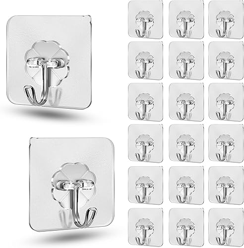 27 ganchos adhesivos para colgar ganchos resistentes de 22 libras para paredes, sin daños, impermeables, para el hogar, baño, cocina, gancho