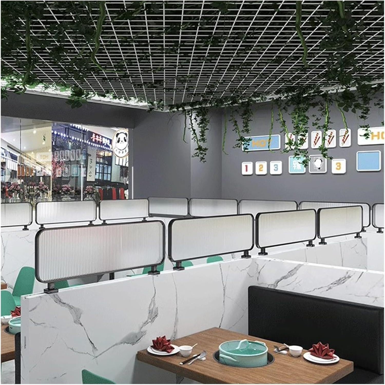 KLGFBDC Decorative Room Dividers Ironwork Glass Partitions for Restaurants Offices and Dining Areas
