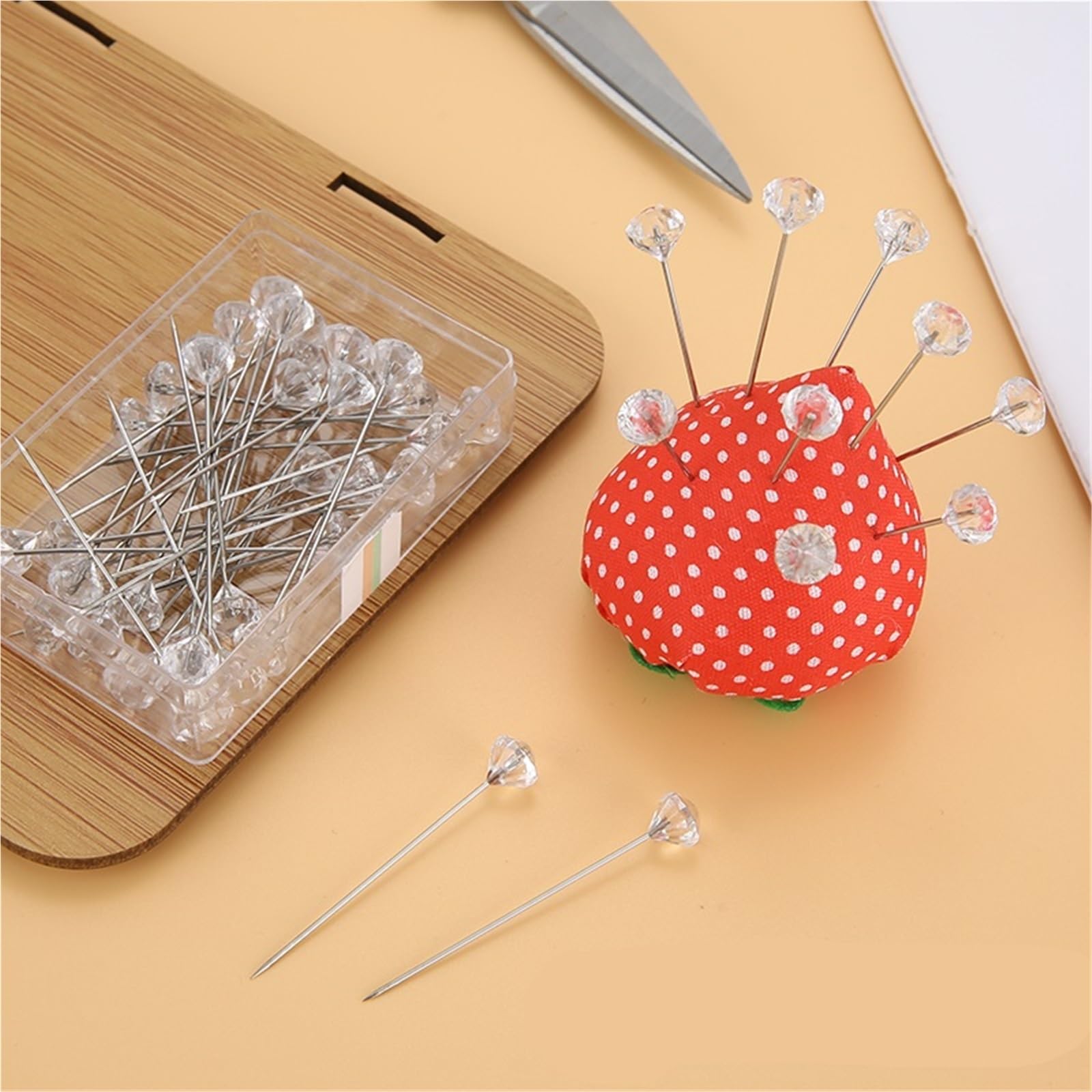 Stecknadeln Pins Transparent Diamant Pin DIY Hochzeit Bouquet Pins Nähen Nadeln Kunststoff Box Nähen Zubehör für Heimwerkerprojekte(2Box)